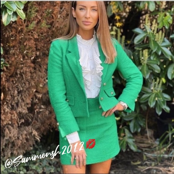 ZARA TEXTURED FITTED CROP BLAZER - Picture 8 of 15